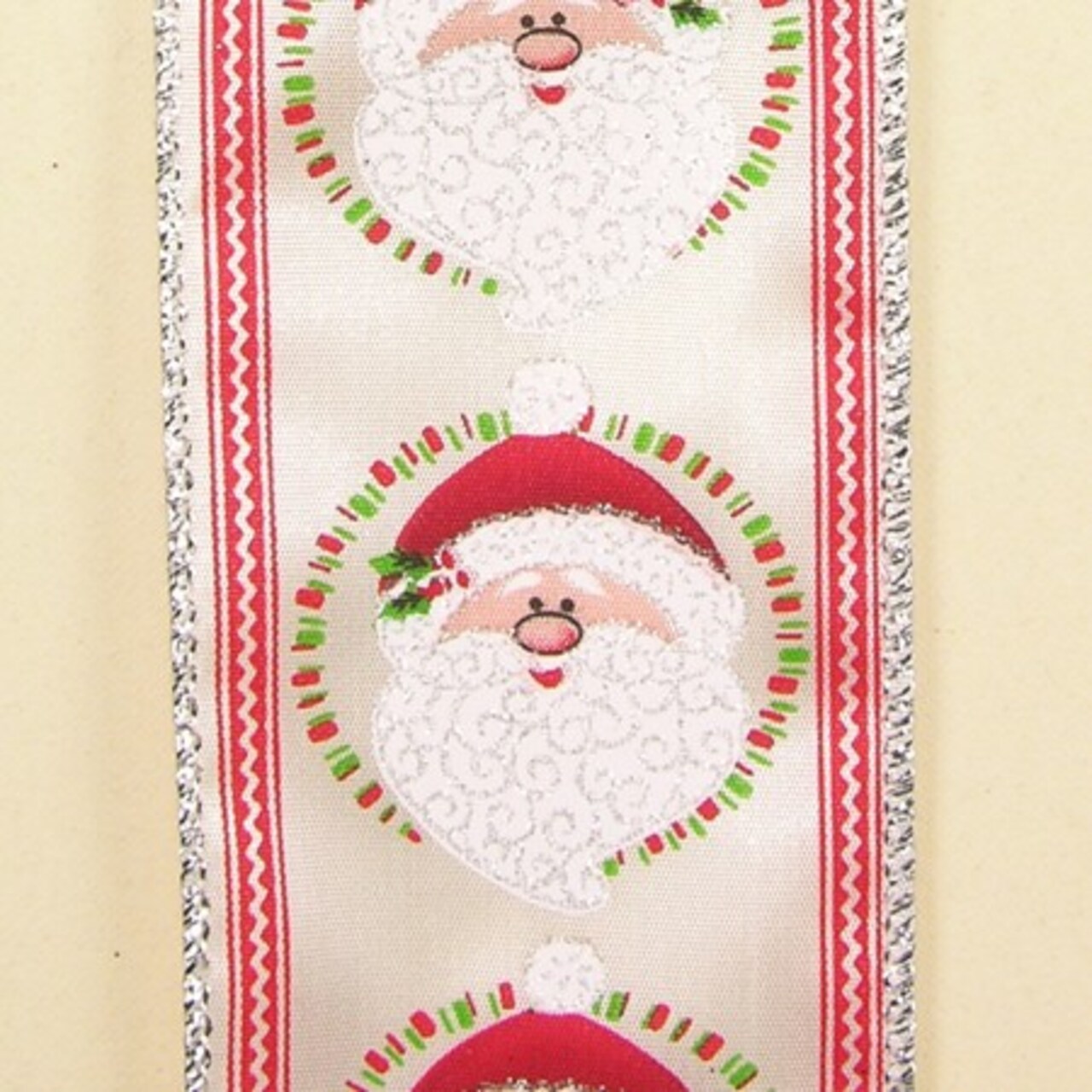 The Ribbon People White and Red Santa Print Wired Craft Ribbon 2.5" x 40 yards